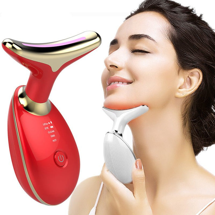 EMS RED LIGHT THERAPY FACE NECK LIFT WRINKLE REMOVER TIGHTEN MASSAGER - LUNA